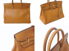 画像をギャラリービューアに読み込む, HERMES エルメス バーキン40 ナチュラル ヴァッシュ 40cm ○S刻印 ブロンズ金具 ハンドバッグ 美品 中古 4b003038