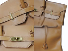 画像をギャラリービューアに読み込む, HERMES エルメス バーキン40 ナチュラル ヴァッシュ 40cm ○S刻印 ブロンズ金具 ハンドバッグ 美品 中古 4b003038