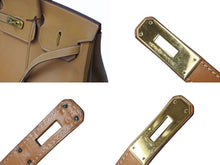 画像をギャラリービューアに読み込む, HERMES エルメス バーキン40 ナチュラル ヴァッシュ 40cm ○S刻印 ブロンズ金具 ハンドバッグ 美品 中古 4b003038