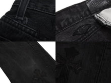 画像をギャラリービューアに読み込む, CHROME HEARTS クロムハーツ セメタリークロスパッチ デニムパンツ サイズ26 Levi's リーバイス レディース ブラック 20パッチ 美品 中古 4b003166