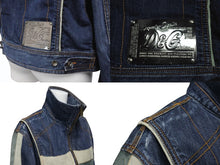 画像をギャラリービューアに読み込む, DOLCE&amp;GABBANA ドルチェアンドガッバーナ 2004AW レーシング レザー デニム ジャケット ブルー アウター サイズ34/48 美品 中古 4b003169