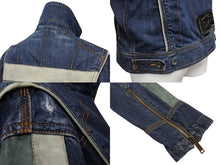 画像をギャラリービューアに読み込む, DOLCE&amp;GABBANA ドルチェアンドガッバーナ 2004AW レーシング レザー デニム ジャケット ブルー アウター サイズ34/48 美品 中古 4b003169
