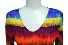 Load image into Gallery viewer, ISSEY MIYAKE PLEATS PLEASE イッセイミヤケ プリーツプリーズ フリル柄 長袖 プリーツブラウス PP31-FK341 マルチカラー サイズ3 美品 中古 4b003172