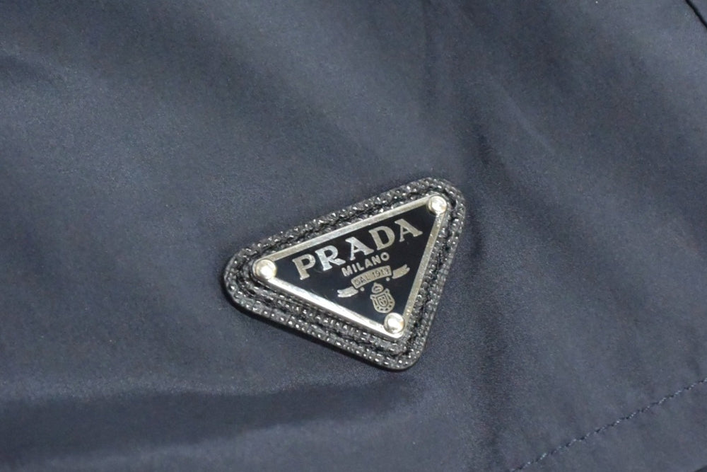 PRADA Shorts P218G Size 36 Silk Triangle Logo Triangle Plate Navy Good Condition Used 4b003178