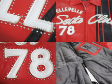 画像をギャラリービューアに読み込む, pellepelle ペレペレ SODA CLUB ソーダクラブ レザージャケット サイズ42 パッチ スタッズ ラインストーン レッド ブラック 美品 中古 4b003184