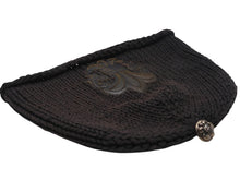 画像をギャラリービューアに読み込む, CHROME HEARTS クロムハーツ BSフレア 迷彩レザーパッチ コットン ニットキャップ ビーニー フレアボール ブラック 良品 中古 4b003185