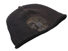 画像をギャラリービューアに読み込む, CHROME HEARTS クロムハーツ BSフレア 迷彩レザーパッチ コットン ニットキャップ ビーニー フレアボール ブラック 良品 中古 4b003185