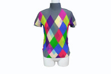 画像をギャラリービューアに読み込む, me ISSEY MIYAKE ミー イッセイミヤケ アーガイル柄 プリーツ ハイネック ワッフルブラウス MI71FK245 マルチカラー 良品 中古 4b003192