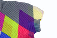 画像をギャラリービューアに読み込む, me ISSEY MIYAKE ミー イッセイミヤケ アーガイル柄 プリーツ ハイネック ワッフルブラウス MI71FK245 マルチカラー 良品 中古 4b003192