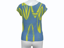 画像をギャラリービューアに読み込む, 新品同様 me ISSEY MIYAKE ミーイッセイミヤケ 転写 ワッフル プリーツ ブラウス ブルー イエロー ポリエステル MI51FK497 サイズF 中古 4b003194