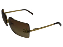 Load image into Gallery viewer, CHANEL シャネル リムレス サングラス 4092-B c.125/13 サイズ62□15 120 ココマーク ラインストーン ブラウン 美品 中古 4b003212