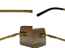 Load image into Gallery viewer, CHANEL シャネル リムレス サングラス 4092-B c.125/13 サイズ62□15 120 ココマーク ラインストーン ブラウン 美品 中古 4b003212