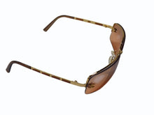 Load image into Gallery viewer, 極美品 CHANEL シャネル リムレス サングラス 4113 c.291/7H サイズ65□15 120 ココマーク レザー プラスチック ブラウン 中古 4b003215