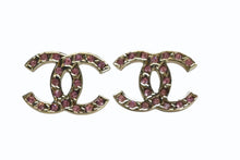 Load image into Gallery viewer, CHANEL シャネル ピアス ココマーク ラインストーン 06A アクセサリー GP ゴールド ピンク 美品 中古 4b003206