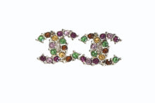 Load image into Gallery viewer, 極美品 CHANEL シャネル ココマーク ピアス 重量約3.2g A17K刻印 シルバー マルチカラー ラインストーン メタル 両耳用 中古 4b003226