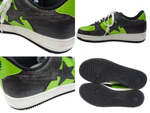 画像をギャラリービューアに読み込む, A BATHING APE × UNKLE FUTURA BAPESTA アベイシングエイプ アンクル フューチュラ ベイプスタ 00s スネーク 型押し スニーカー グリーン ブラック 28.5cm 中古 4b003232