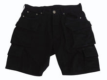 画像をギャラリービューアに読み込む, CHROME HEARTS クロムハーツ ファティーグ アーチロゴボタン カーゴハーフパンツ ショーツ コットン ブラック SV925 サイズ33 美品 中古 4b003235