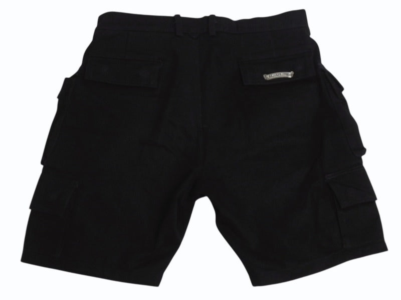 CHROME HEARTS クロムハーツ ファティーグ アーチロゴボタン カーゴハーフパンツ ショーツ コットン ブラック SV925 サイズ33 美品 中古 4b003235