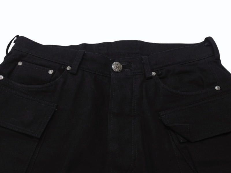 CHROME HEARTS Fatigue Arch Logo Button Cargo Shorts Shorts Cotton Black SV925 Size 33 Good Condition Used 4b003235