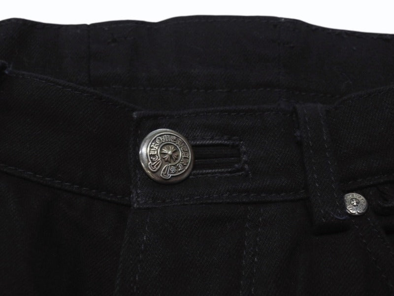 CHROME HEARTS Fatigue Arch Logo Button Cargo Shorts Shorts Cotton Black SV925 Size 33 Good Condition Used 4b003235