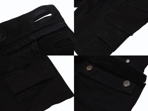 CHROME HEARTS Fatigue Arch Logo Button Cargo Shorts Shorts Cotton Black SV925 Size 33 Good Condition Used 4b003235