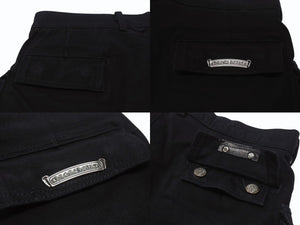 CHROME HEARTS Fatigue Arch Logo Button Cargo Shorts Shorts Cotton Black SV925 Size 33 Good Condition Used 4b003235