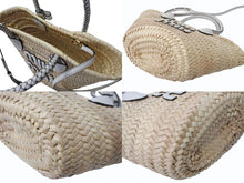 Load image into Gallery viewer, 極美品 MIUMIU ミュウミュウ かごバッグ 2WAYバッグ 5BG273 ラフィア レザー ロゴパッチ ベージュ ホワイト ゴールド金具 中古 4b003240