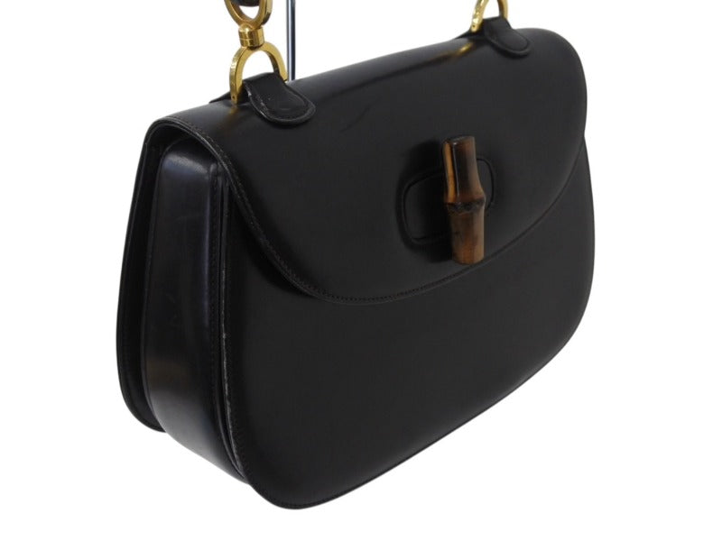 GUCCI グッチ バンブー ハンドバッグ 000 099 0633 カーフスキン ブラック ゴールド金具 バンブー 良品 中古 4b003254