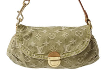画像をギャラリービューアに読み込む, LOUIS VUITTON ルイヴィトン ミニ プリーティ ワンショルダーバッグ M95217 モノグラム デニム カーキ 美品 中古 4b003256