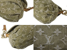 画像をギャラリービューアに読み込む, LOUIS VUITTON ルイヴィトン ミニ プリーティ ワンショルダーバッグ M95217 モノグラム デニム カーキ 美品 中古 4b003256