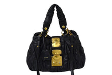 Load image into Gallery viewer, MIUMIU ミュウミュウ マテラッセ ハンドバッグ 2WAY キルティング レザー ブラック ゴールド金具 美品 中古 4b003265