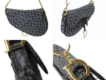 画像をギャラリービューアに読み込む, Christian Dior クリスチャンディオール サドルバッグ ワンショルダーバッグ トロッター ネイビー ガリアーノ期 中古 4b003267