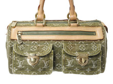 画像をギャラリービューアに読み込む, LOUIS VUITTON ルイヴィトン ハンドバッグ デニム ネオスピーディ M95215 モノグラムデニム カーキ ゴールド金具 美品 中古 4b003270