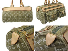 画像をギャラリービューアに読み込む, LOUIS VUITTON ルイヴィトン ハンドバッグ デニム ネオスピーディ M95215 モノグラムデニム カーキ ゴールド金具 美品 中古 4b003270