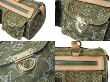 画像をギャラリービューアに読み込む, LOUIS VUITTON ルイヴィトン ハンドバッグ デニム ネオスピーディ M95215 モノグラムデニム カーキ ゴールド金具 美品 中古 4b003270