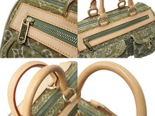 画像をギャラリービューアに読み込む, LOUIS VUITTON ルイヴィトン ハンドバッグ デニム ネオスピーディ M95215 モノグラムデニム カーキ ゴールド金具 美品 中古 4b003270