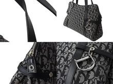 画像をギャラリービューアに読み込む, Christian Dior クリスチャンディオール トロッター ワンショルダーバッグ 06-BO-0016 キャンバス レザー ブラック ガリアーノ期 美品 中古 4b003274