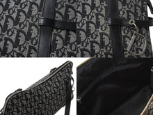 画像をギャラリービューアに読み込む, Christian Dior クリスチャンディオール トロッター ワンショルダーバッグ 06-BO-0016 キャンバス レザー ブラック ガリアーノ期 美品 中古 4b003274