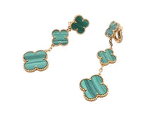 画像をギャラリービューアに読み込む, 極美品 Van Cleef&amp;Arpels ヴァンクリーフ&amp;アーペル マジック アルハンブラ イヤリング マラカイト 3モチーフ ピアス VCARO2AG00 18k 18.8g ゴールド 中古 4b003278