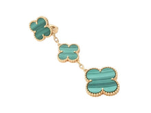 画像をギャラリービューアに読み込む, 極美品 Van Cleef&amp;Arpels ヴァンクリーフ&amp;アーペル マジック アルハンブラ イヤリング マラカイト 3モチーフ ピアス VCARO2AG00 18k 18.8g ゴールド 中古 4b003278
