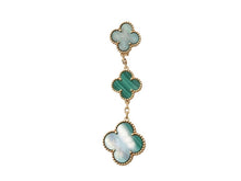 画像をギャラリービューアに読み込む, 極美品 Van Cleef&amp;Arpels ヴァンクリーフ&amp;アーペル マジック アルハンブラ イヤリング マラカイト 3モチーフ ピアス VCARO2AG00 18k 18.8g ゴールド 中古 4b003278