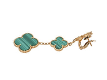 画像をギャラリービューアに読み込む, 極美品 Van Cleef&amp;Arpels ヴァンクリーフ&amp;アーペル マジック アルハンブラ イヤリング マラカイト 3モチーフ ピアス VCARO2AG00 18k 18.8g ゴールド 中古 4b003278