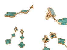 画像をギャラリービューアに読み込む, 極美品 Van Cleef&amp;Arpels ヴァンクリーフ&amp;アーペル マジック アルハンブラ イヤリング マラカイト 3モチーフ ピアス VCARO2AG00 18k 18.8g ゴールド 中古 4b003278