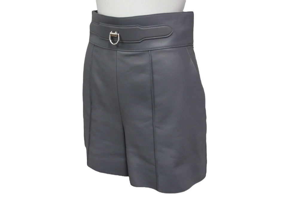 HERMES Shorts Size 34 Lamb Leather Gray 2021 D-ring All Leather Good Condition Used 4b003292