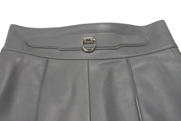 HERMES エルメス ショートパンツ ショーツ サイズ34 ラムレザー グレー 2021年 Dカン オールレザー 美品 中古 4b003292