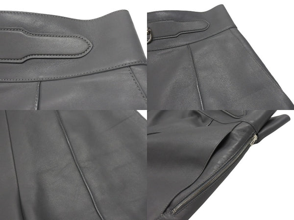 HERMES エルメス ショートパンツ ショーツ サイズ34 ラムレザー グレー 2021年 Dカン オールレザー 美品 中古 4b003292