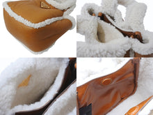 画像をギャラリービューアに読み込む, 新品未使用 PRADA プラダ シアリング ミニハンドバッグ ムートン コニャック ナチュラル 1BA349 中古 4b003300