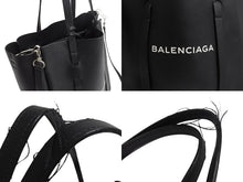 画像をギャラリービューアに読み込む, BALENCIAGA バレンシアガ エブリデイ トート XS 2WAY トートバッグ ショルダーバッグ 489813 レザー ブラック ホワイト 美品 中古 4b003303