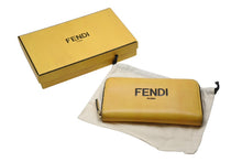 画像をギャラリービューアに読み込む, FENDI フェンディ ラウンドファスナー 長財布 ロゴ 7M0210 レザー ブラック イエロー ゴールド金具 美品 中古 4b003305
