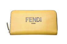 画像をギャラリービューアに読み込む, FENDI フェンディ ラウンドファスナー 長財布 ロゴ 7M0210 レザー ブラック イエロー ゴールド金具 美品 中古 4b003305